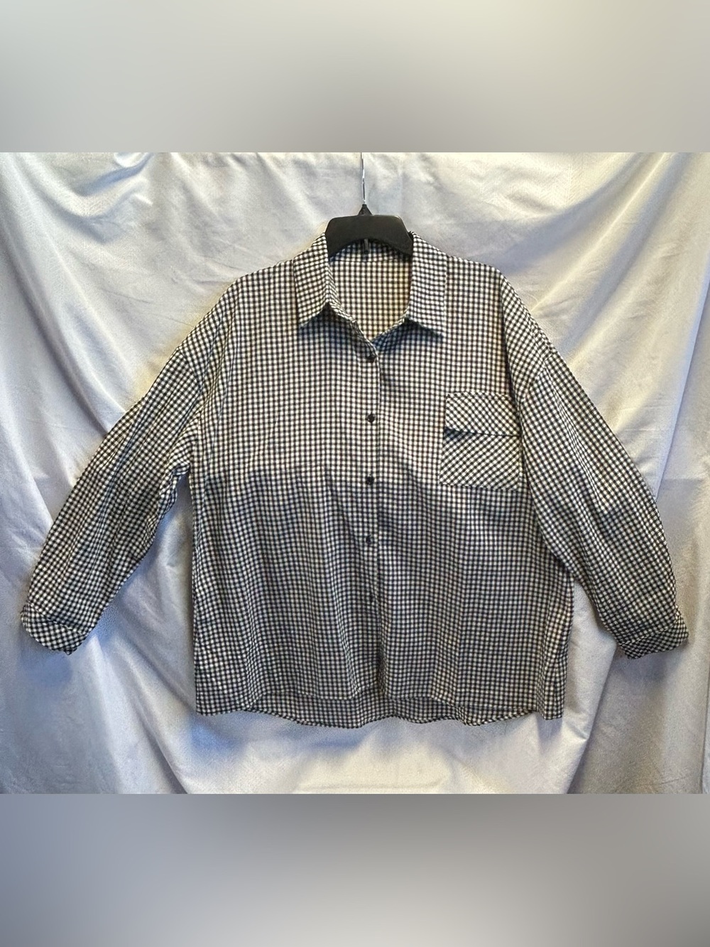 Classic Black & White Gingham Button-Up Shirt - Women